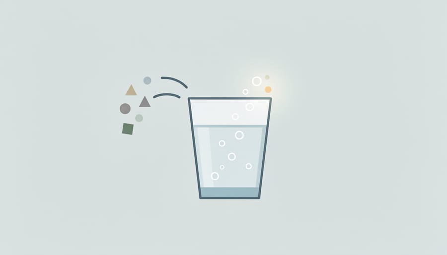Close-up of a bartender’s hands sprinkling a few salt crystals into a clear glass to symbolize mineral content differences.